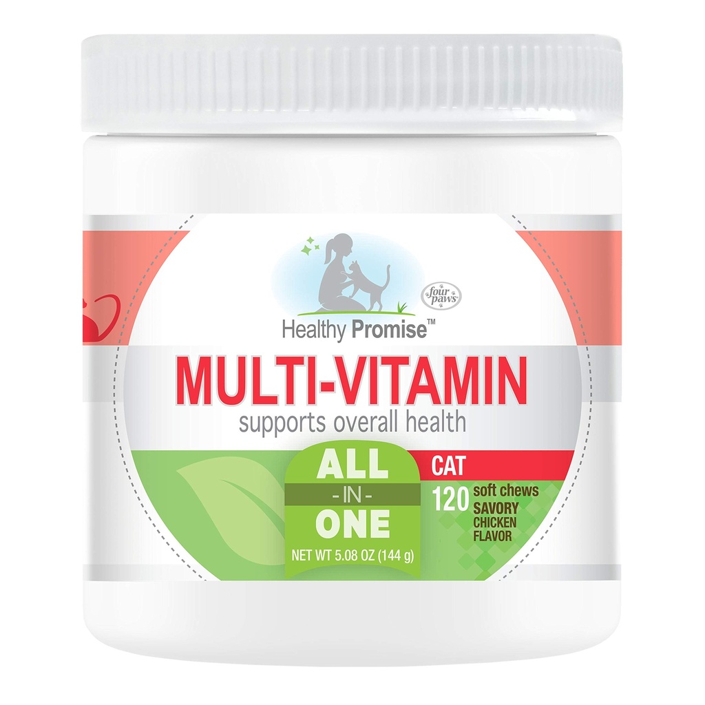 Vier Paws gezonde belofte Cat Multivitamine Zachte Kauwen 120 Tellen