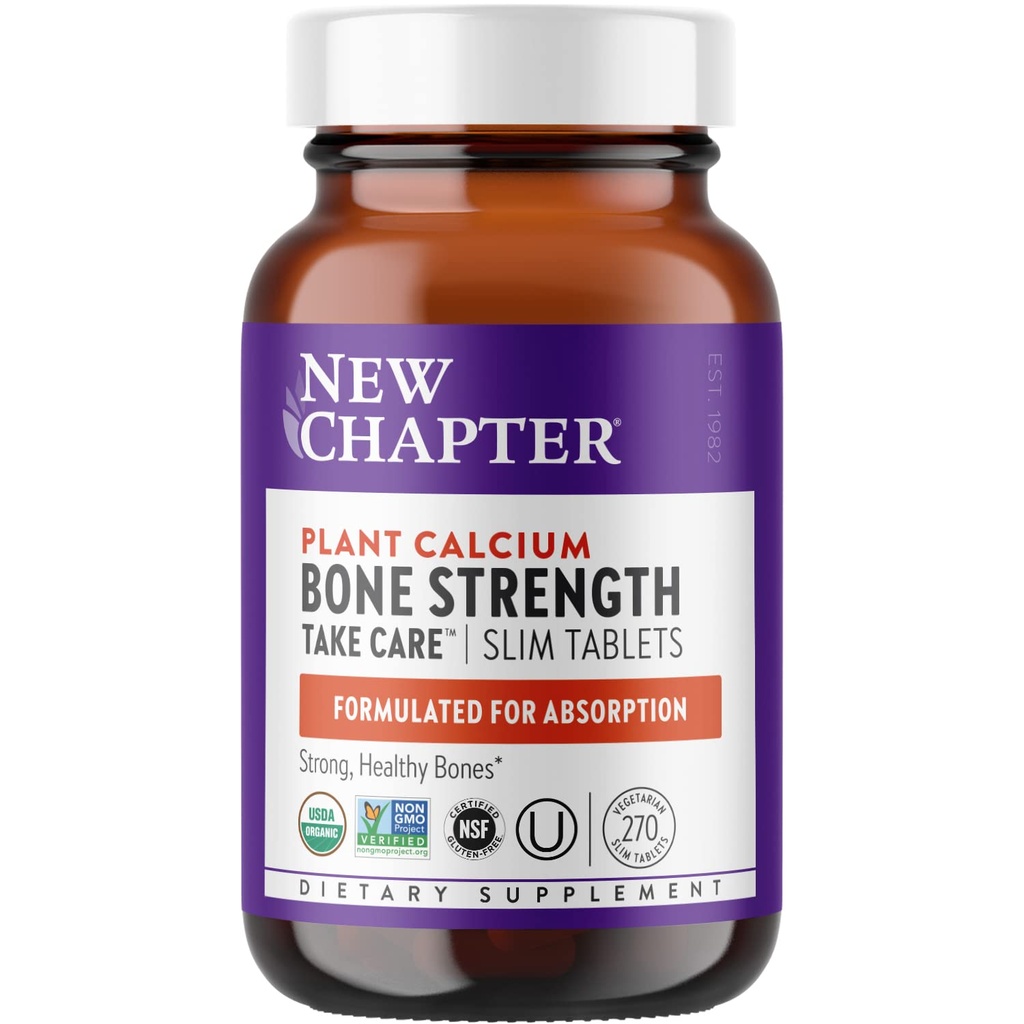New Chapter Bone Strength Take Care - Bone & Heart Health Supplement - Clinically Studied Plant Calcium from Red Marine Algae - Vegan, Organic, Gluten Free & Kosher - 270 Slim Tablets