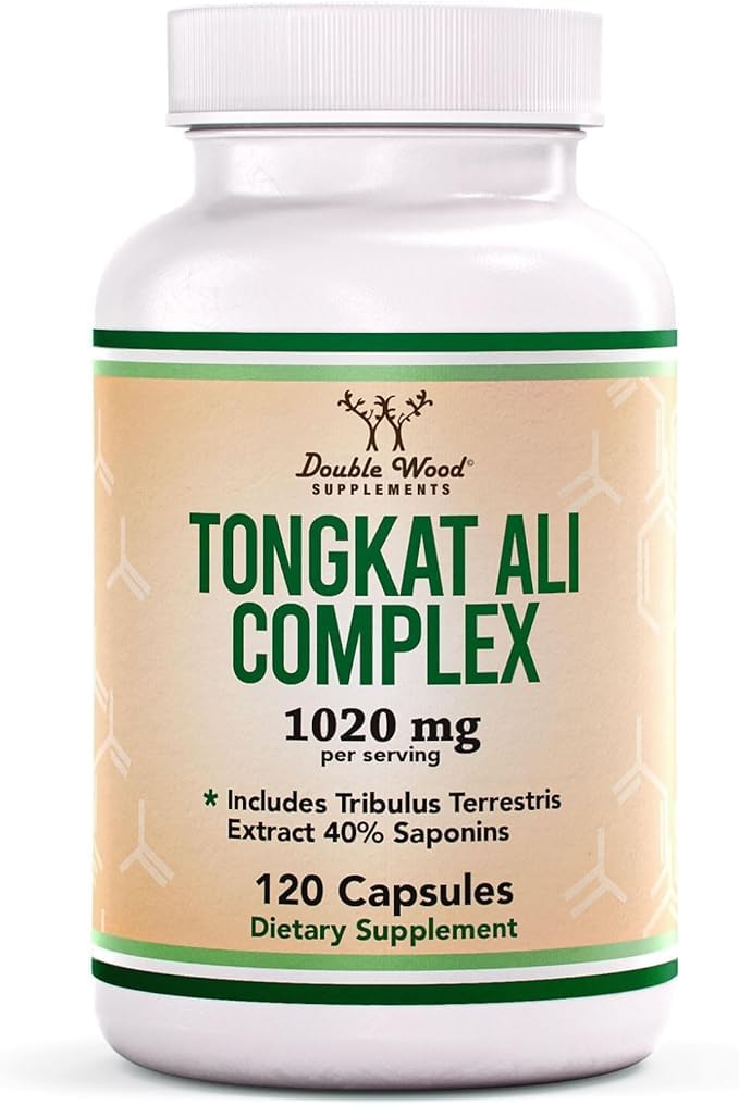 Tongkat Ali - 1000mg (2 maand aanbod) - Mannen gezondheid - 200:1 Extract van (Longjack) Eurycoma Longifolia, met 20mg Tribulus Terrestris (Derde Geteste Partij) door Dubbel Hout