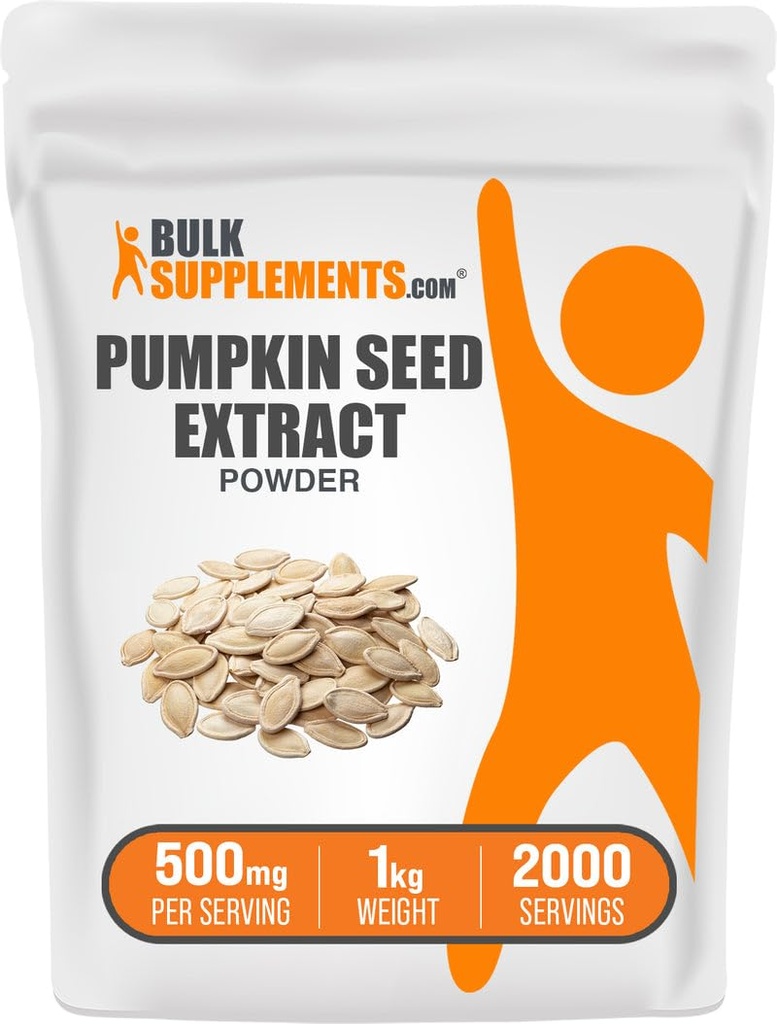 BulkSupplements.com Pumpkin Seed Extract Powder - Pumpkin Seed Supplement, Herbal Supplement - Vegan & Gluten Free, 500mg per portie, 1kg (2,2 lbs) (verpakking van 1)