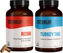 FreshCap Paddenstoelen Wellness Duo: Reishi 14.000 mg voor een lange levensduur + Turkije Staart 10.000 mg voor Immune & Digestieve Gezondheid 