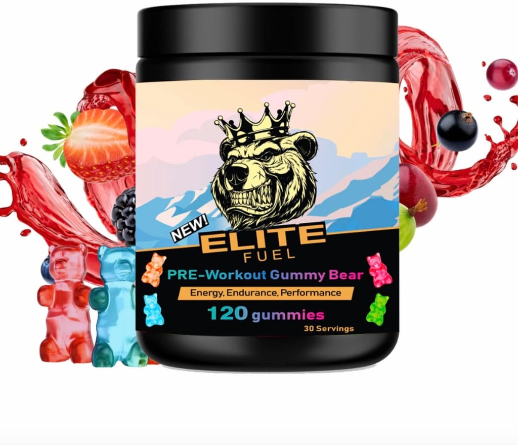 Pre Workout Gummies Elite Fuel - eindeloze energie, Instant Strength Gain, Intense Pump, verbeterde energie-output en verbeterde atletische prestaties, endurance prestaties
