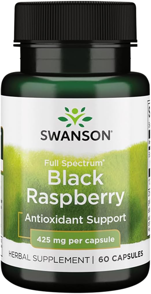 Swanson Black Raspberry - Herbal Supplement het bevorderen van de algehele wellness ondersteuning - natuurlijke bron van flavonoïden en vitamine C - (60 capsules, 425mg elk)