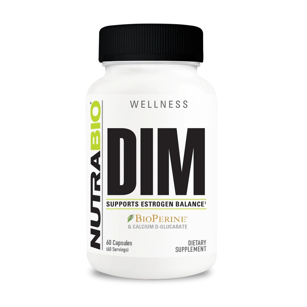 NutraBio DIM supplement, Ondersteunt Estrogen Balance, 100mg - 60 plantaardige capsules