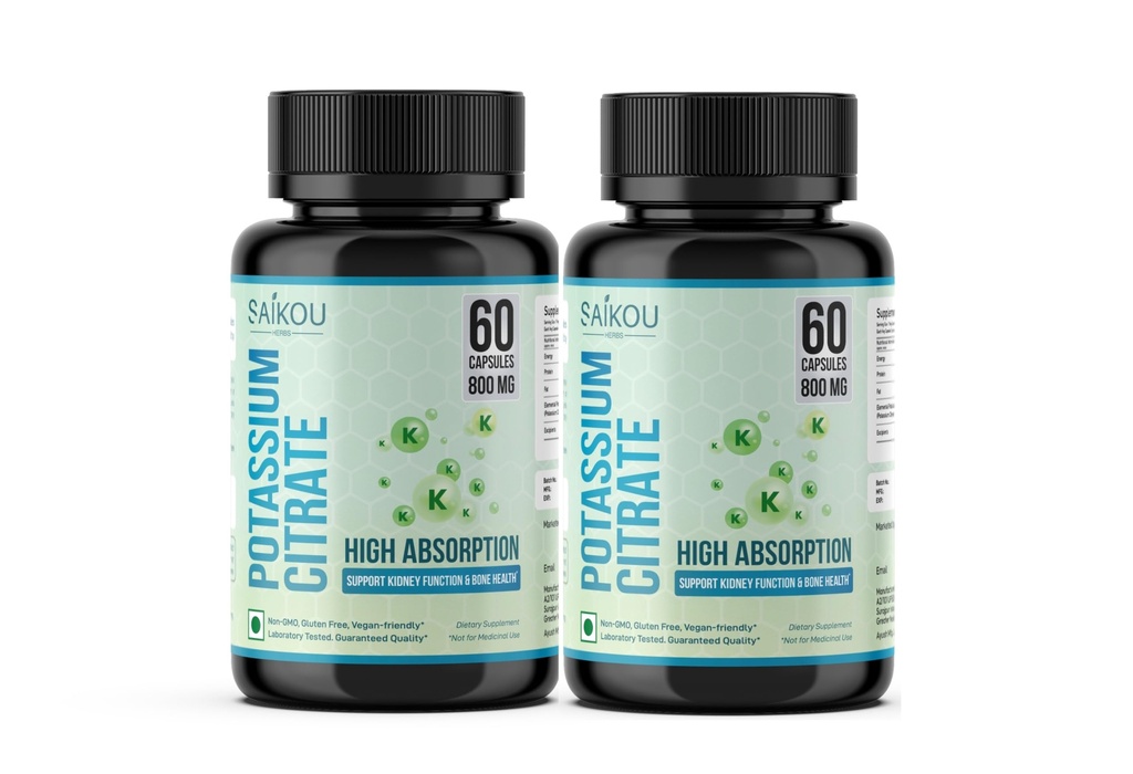 Kalium citraat 800 mg Hoge Absorptie Kalium Supplement - 120 Servings Ondersteunt Elektrolyt Balance, Nier en Bone Health (2)