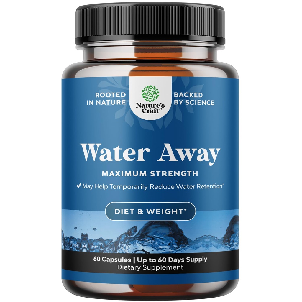 Natuurlijke Diuretische Water Away Pillen Vitamine B6 Kalium en Dandelion Wortel Extract Waterretentie Anti-Bloating en Zwelling Capsules gewichtsverlies voor vrouwen en mannen met antioxidant groene thee door Bio Sense