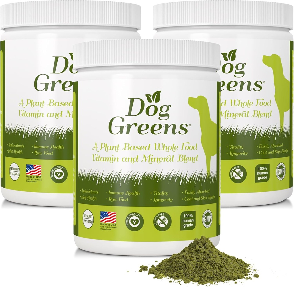 Superfood Supplement voor honden (12 oz) Biologische Human-Grade Ingrediënten, Vitaminen, Mineralen, Antioxidanten en Fibre Rich voor optimale spijsvertering, glanzende jas en betere gezondheid (3 Pack)
