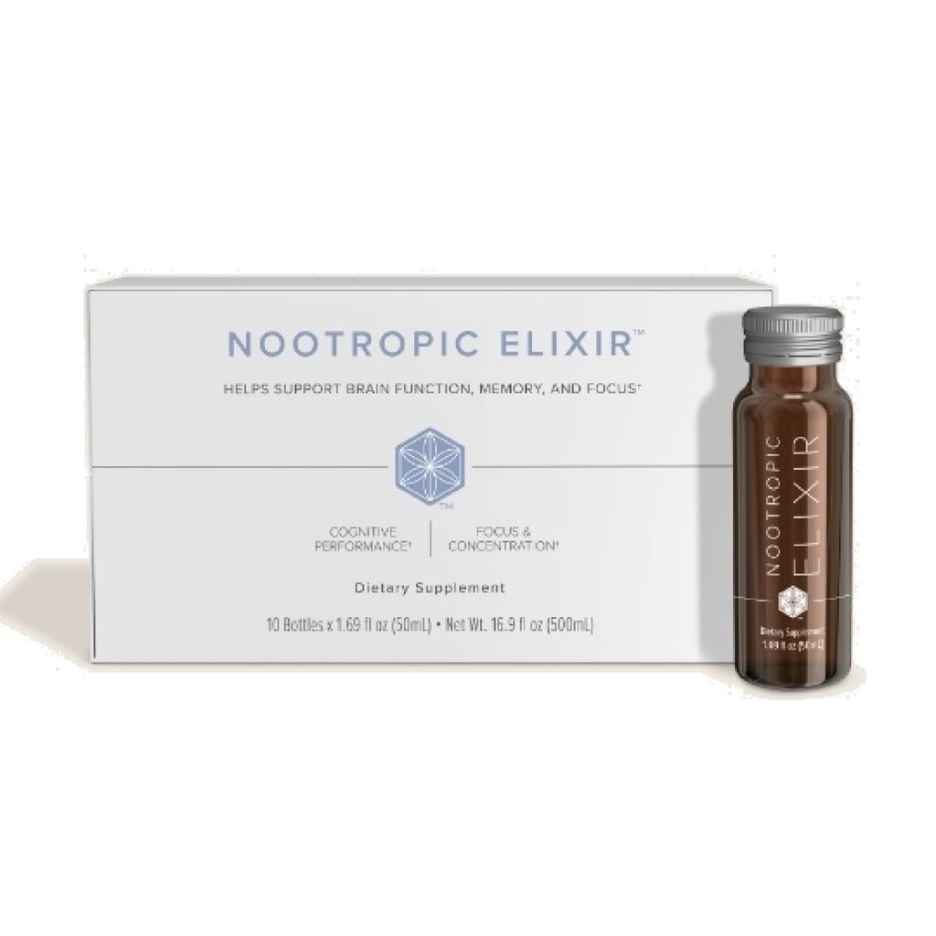 Isagenix Nootropic Elixir- Brain Health & Focus Supplement - Liquid Supplement with Green Tea Extract to Support a Healthy Mindset - 1.69 Oz Bottles (10 Count)