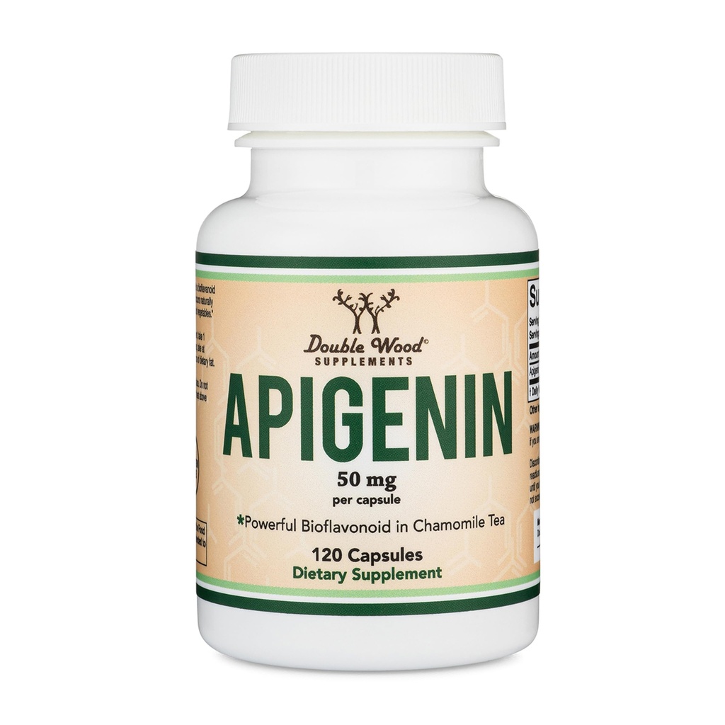 Apigenin supplement - 50mg per capsule, 120 Telling (Powerful Bioflavonoid Gevonden in kamille thee voor ontspanning, slaap en goed) Senolytische Flavonols voor Veroudering (Gluten Free) door Double Wood