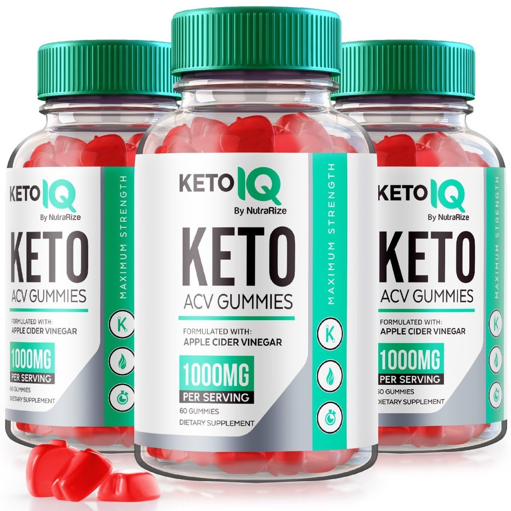 NutraRize (Pack of 3 Keto IQ Keto ACV Gummies, Formula for Advanced Weight Loss, Dietary Supplement, Gomitas Reviews (180 Gummies)