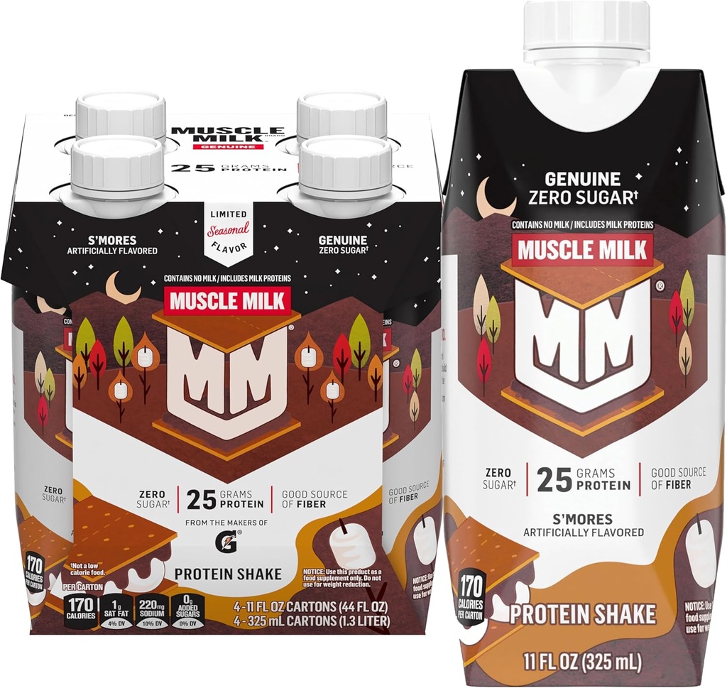 Muscle Milk Genuine Protein Shake,S'mores, 25g Proteïne, 11 Fl Oz (verpakking van 4)