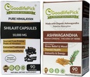 Himalaya Shilajit Capsule & Ashwagandha Capsules Pack of 2. 90+90 ct Gold Standard Premium Quality for Max Benefits. Alle Natuurlijke Niet GGO Geen Rijstpoeder Geen Filler Geen Siliciumdioxide Geen Stearaat