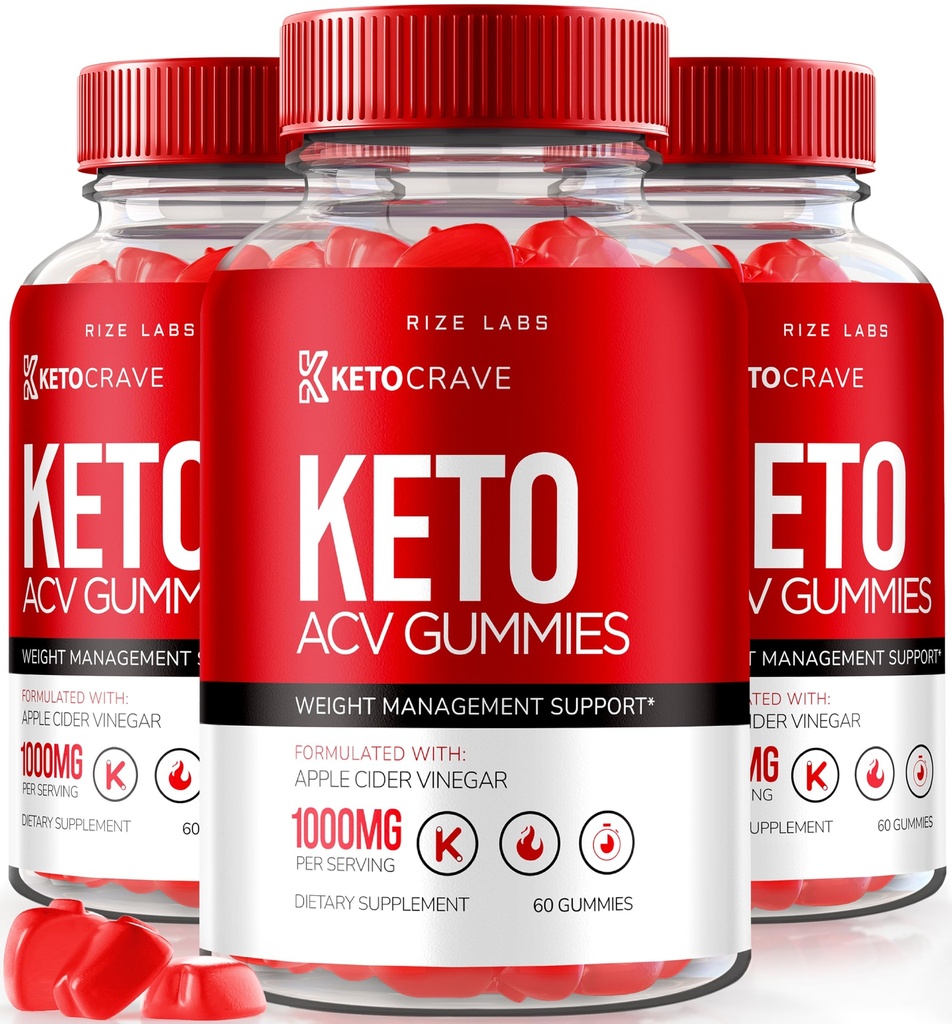 rize labs (Pack van 3 Ketocrave Keto ACV Gummies, for Advanced Weight Loss, Maximum Strength Supplement, Gomitas Reviews (180 Gummies)