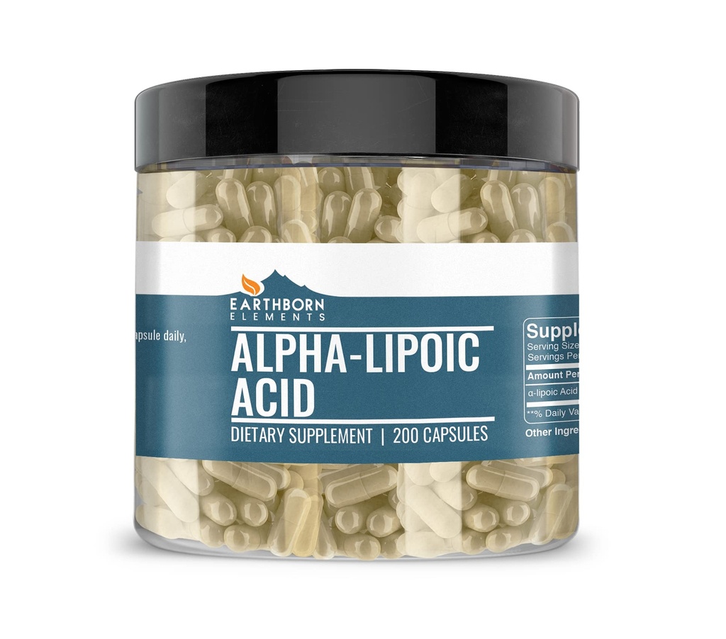 Earthborn Elements Alpha-Lipoic Acid 200 Capsules, Pure & Onverdund, Geen Additieven