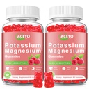 2 Pack Kalium Magnesium Gummies voor volwassen kinderen Hoge Absorptie Been Kramen & Spier & Hart Gezondheid Immune Gezondheid Raspberry Magnesium Gummies Kauwbare Gummy Supplement Vegan Non-GMO