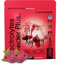 PowderVitamin Electrolytes Powder Plus (50 Servings) Raspberry Electrolyte Powder Zero Calorie Keto, 0 Sugar, No Maltodextrin,1000mg Potassium,120mg Calcium,120mg Magnesium, Hydration Powder