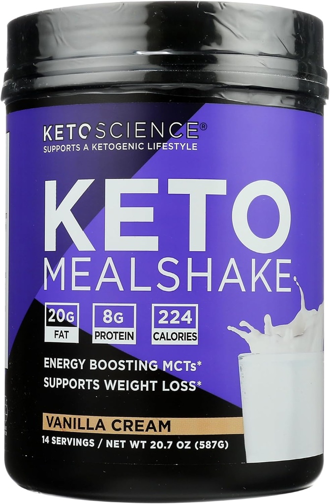 Keto Science Vanilla Cream Ketogene Meal Shake Dietary Supplement, Paleo Friendly, 20,7 Ounces (Pack of 1)