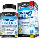Triple Strength Omega 3 Visolie Supplement - 2250mg EPA DHA Omega 3 Vetzuren van verse wilde gevangen vis, Burpless citroen smaak Formule ondersteunt ooggezondheid en meer, Glutenvrij, 180 Softgels