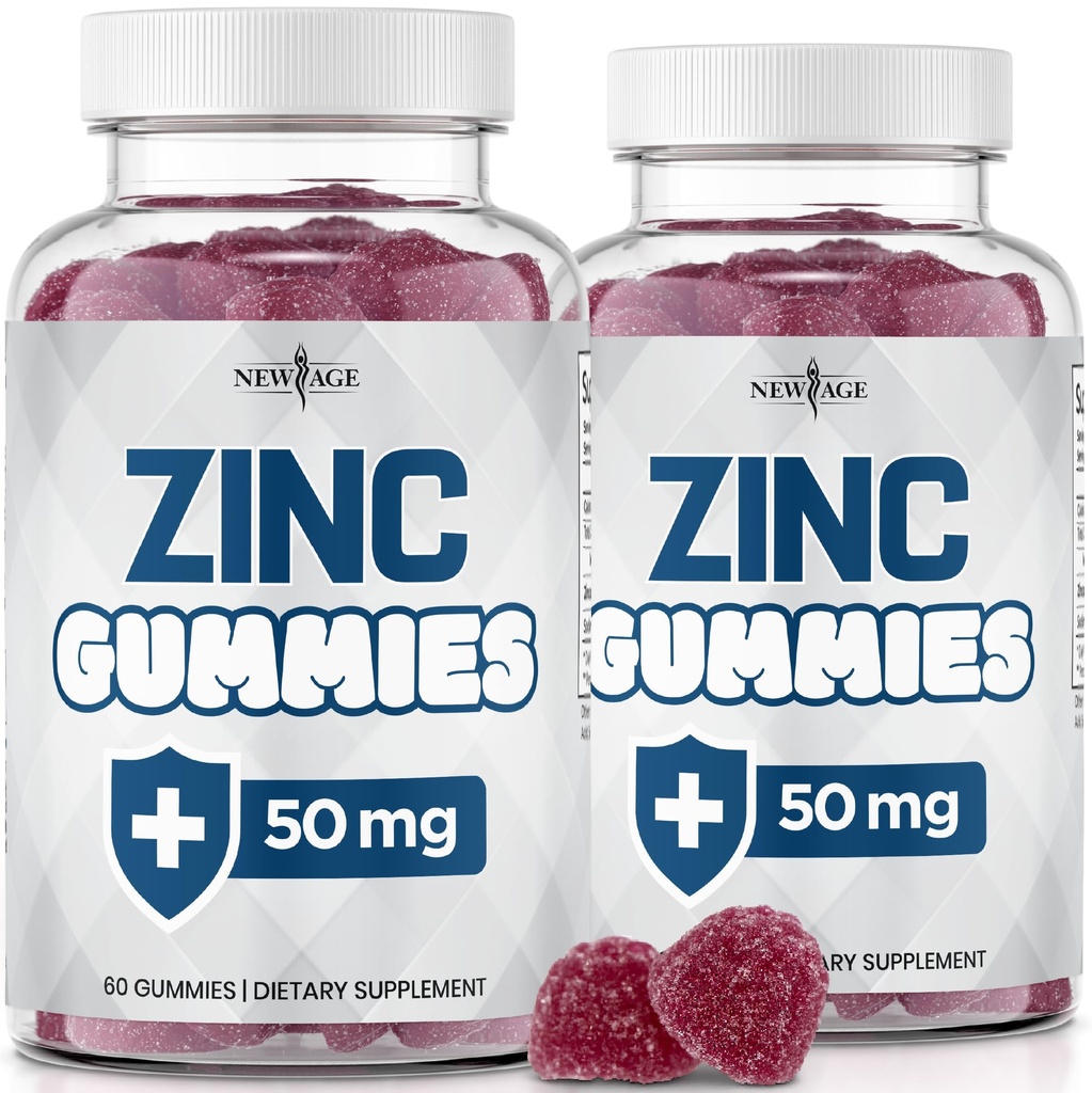 NEW AGE Zinc Gummies - 2 Pack - 50mg High Immune Booster Zinc Supplement, Immune Defense, Powerful Natural Antioxidant, Non-GMO - by New Age, 120 Count