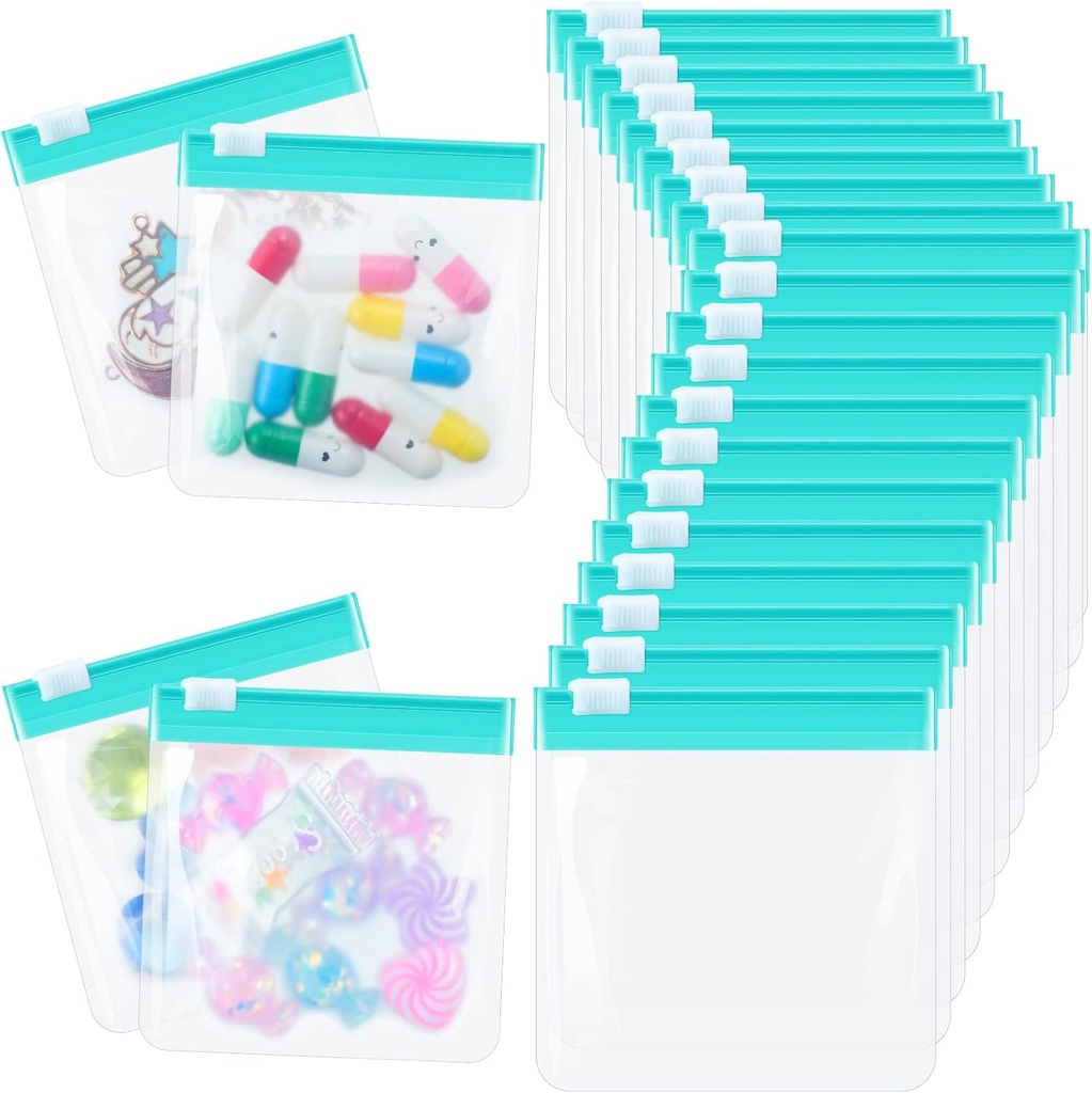 24 Pieces Pill Pouch Tassen Zippered Pill Pouch Set Herbruikbare Translucent Medicine Organizer Self Sealing Medicine Bag Travel Plastic Pillen Tassen met schuifslot Pill Baggies voor pillen opslag (Turquoise)