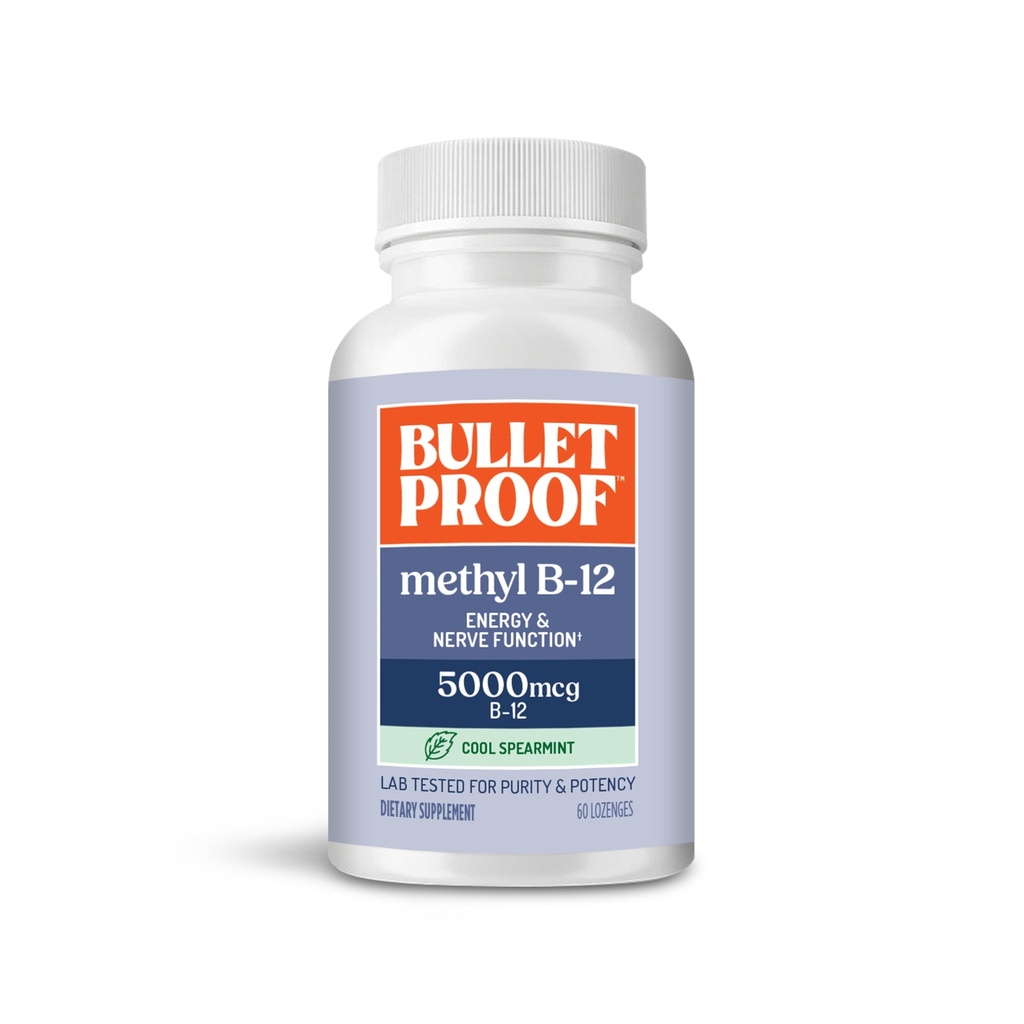 Bulletproof Cool Spearmint Methyl B-12 Lozen, 60 Telling, Supplement voor energie en zenuwfunctie