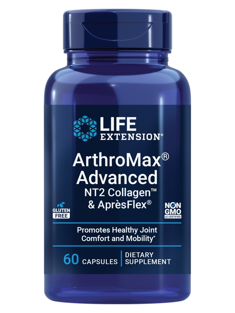 Life Extension ArtroMax® Advanced NT2 CollagenTM & AprèsFlex®, glucosaminesulfaat, Boswellia (Indian Frankincense), Joint Health, Mobility, Gluten-Free, Non-GMO, 60 Capsules