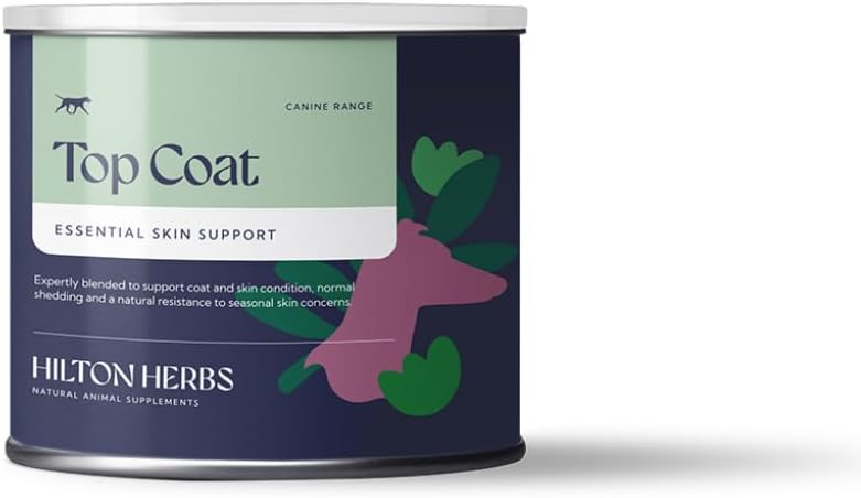 Hilton Herbs Canine Top Coat Supplement voor gezonde huid en jas conditie in honden, 4.4 oz Tub