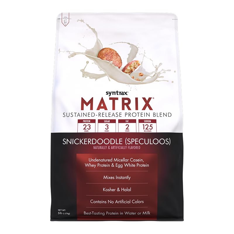 Syntrax Nutrition Matrix, Sustained-Release Protein Blend, Snickerdoodle met Real Cookie Pieces 5 lbs.