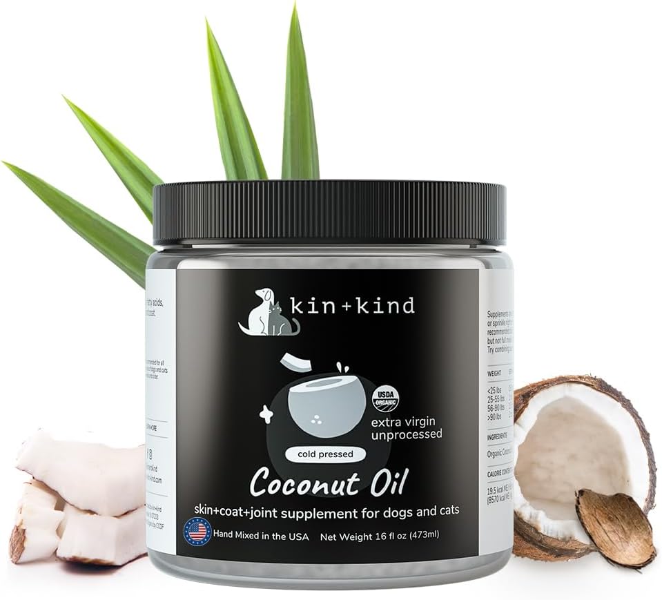 Biologische Kokosolie Huisdiersupplement voor honden en katten - Natuurlijke huid en jas Ondersteuning met koude geperste extra Virgin kokosolie - Itchy Skin & Dry Cracked Noses - Made in USA - 16 fl oz (Large)