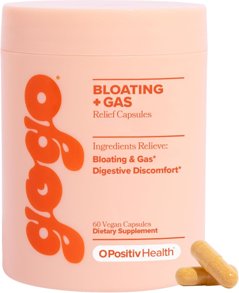 O Positiv GOGO Bloating & Gas Digestive Relief - Digestieve enzymen voor opblaashulp en waterretentie - Gas Relief Supplementen met bromelain, gemberwortel, & melkdistel - 30 porties (pakket 1)
