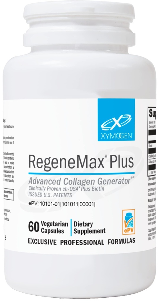 XYMOGEN RegeneMax Plus - Advanced Collageen Supplements with Biotin & Clinically Tested ch-OSA - Supports Skin, Hair, Nails & Bone Health - Collageen for Women & Men (60 Capsules)