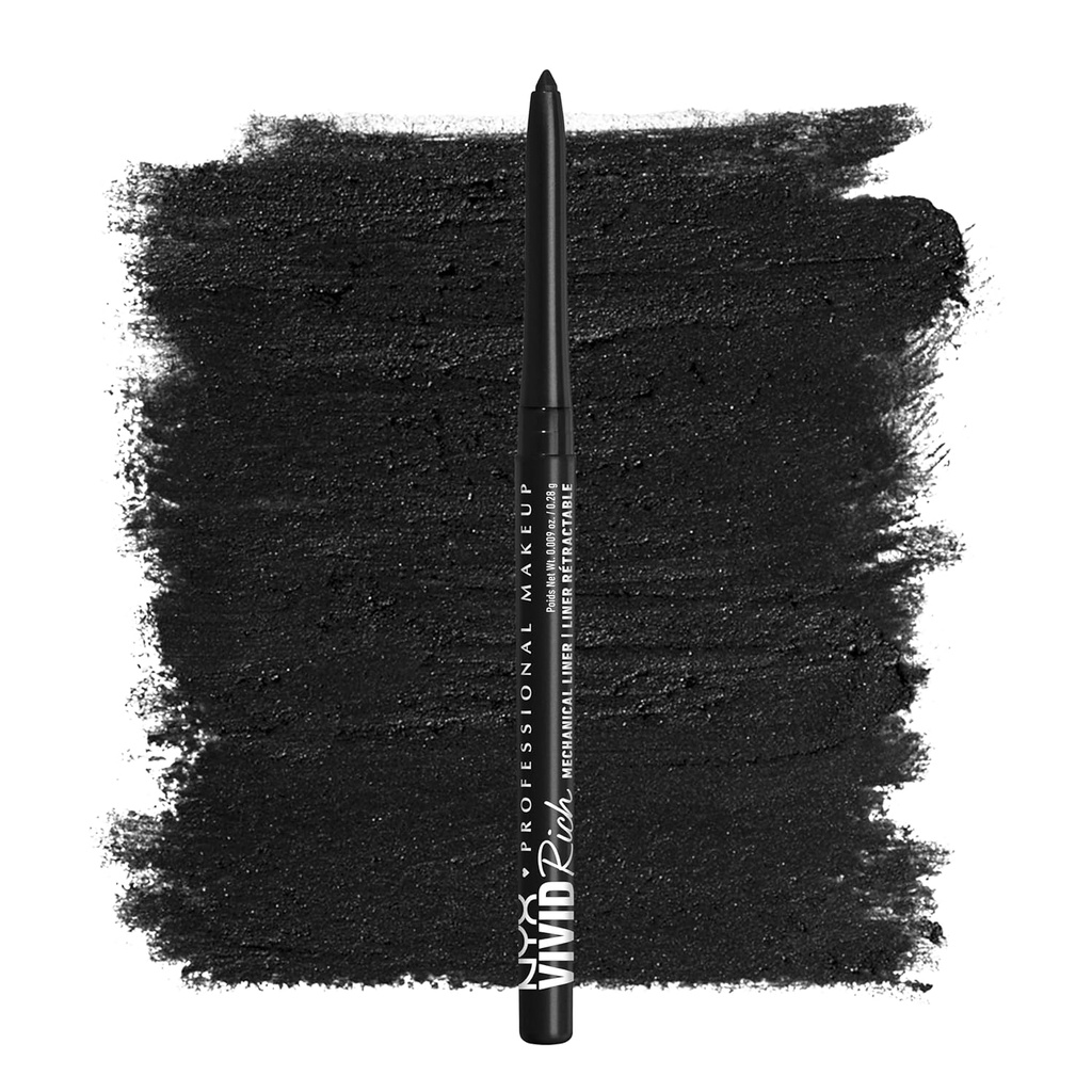 NYX PROFESSIONAL MAKEUP Mechanische Eye Potlood, Vid Rich Mechanische, Romige Retractable Eyeliner - Altijd Onyx, Zwarte Eyeliner