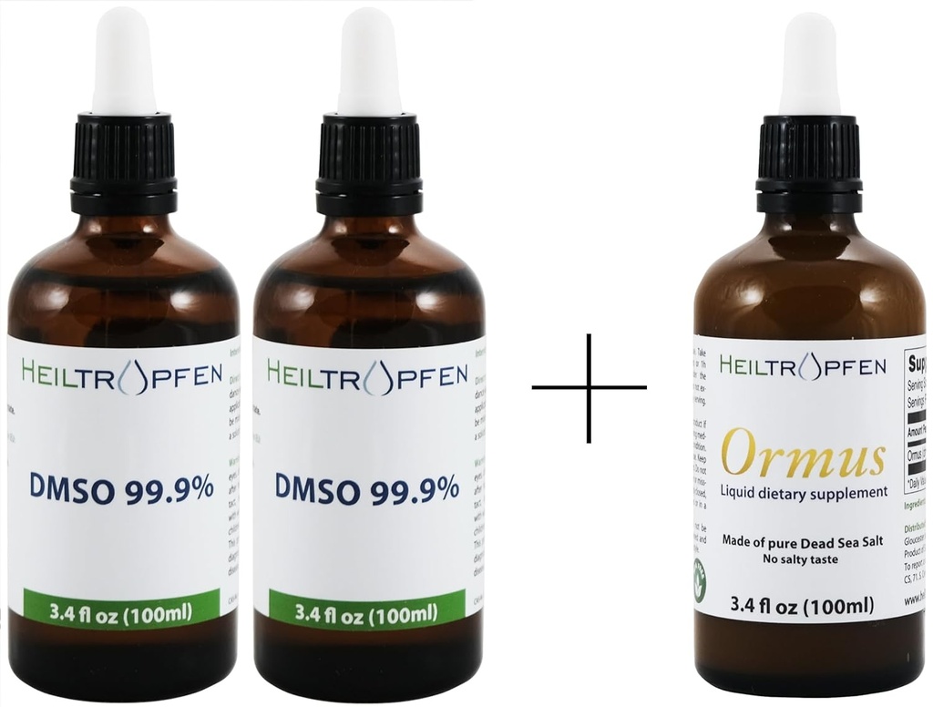 Bundel/Set van 2X DMSO 99,9% 3,4 oz + Ormus 3,4 Fl Oz Geconcentreerde și Heiltropfen®