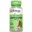 SOLARAY True Herbs Cinnamon Bark 1000mg - Ground Cinnamon Supplements - Kruidenondersteuning voor algehele wellness - Niet-GMO Project Geverifieerd - Vegan Capsules, 60-dagen garantie - 30 porties, 60 VegCaps