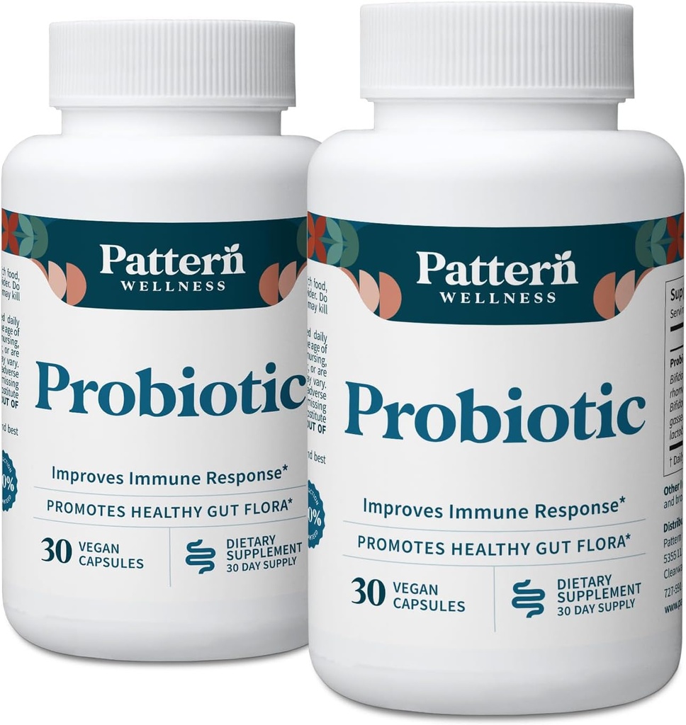 Patroon Wellness Probiotic Supplement - 51 miljard CFU - Ondersteunt Digestief Balance & Gut Wellness - Mindfully Sourced, Non-GMO - 60 Vegan Capsules