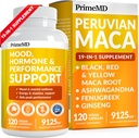 PrimeMD 19-in-1 Peruvian Maca Root Capsules - 9125 mg Ashwagandha Supplementen met Maca Fenegriek en Ginseng voor Mood, Hormone & Performance Support (120 capsules)
