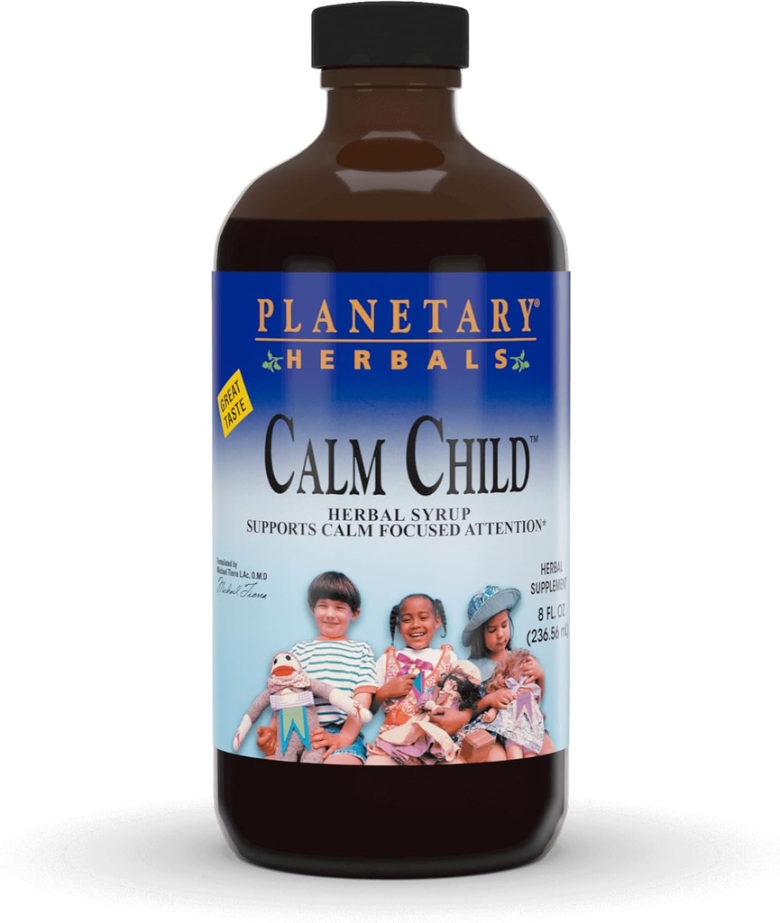 Planetary Herbals Calm Child Herbal Syrup - Includes Soothing Botanicals Chamomile, Lemon Balm, Catnip & More - 8oz