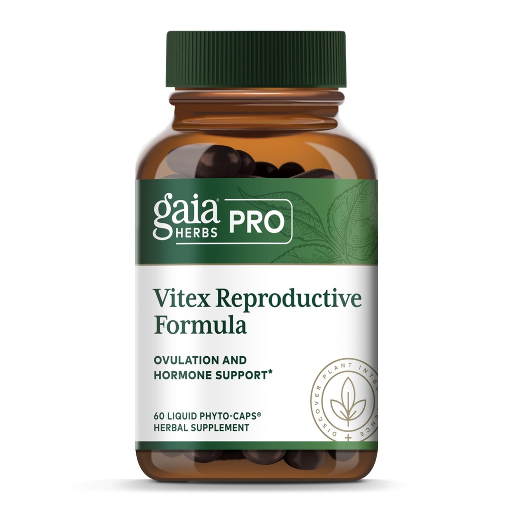 Gaia Kruiden Pro Vitex Reproductive Formula - Aids Healthy Ovulatie & Reproductive Function* - Supplement with Chaste Tree Berry, Dandelion Root & Ginger Root - 60 Liquid Phyto-Caps (30 Servings)