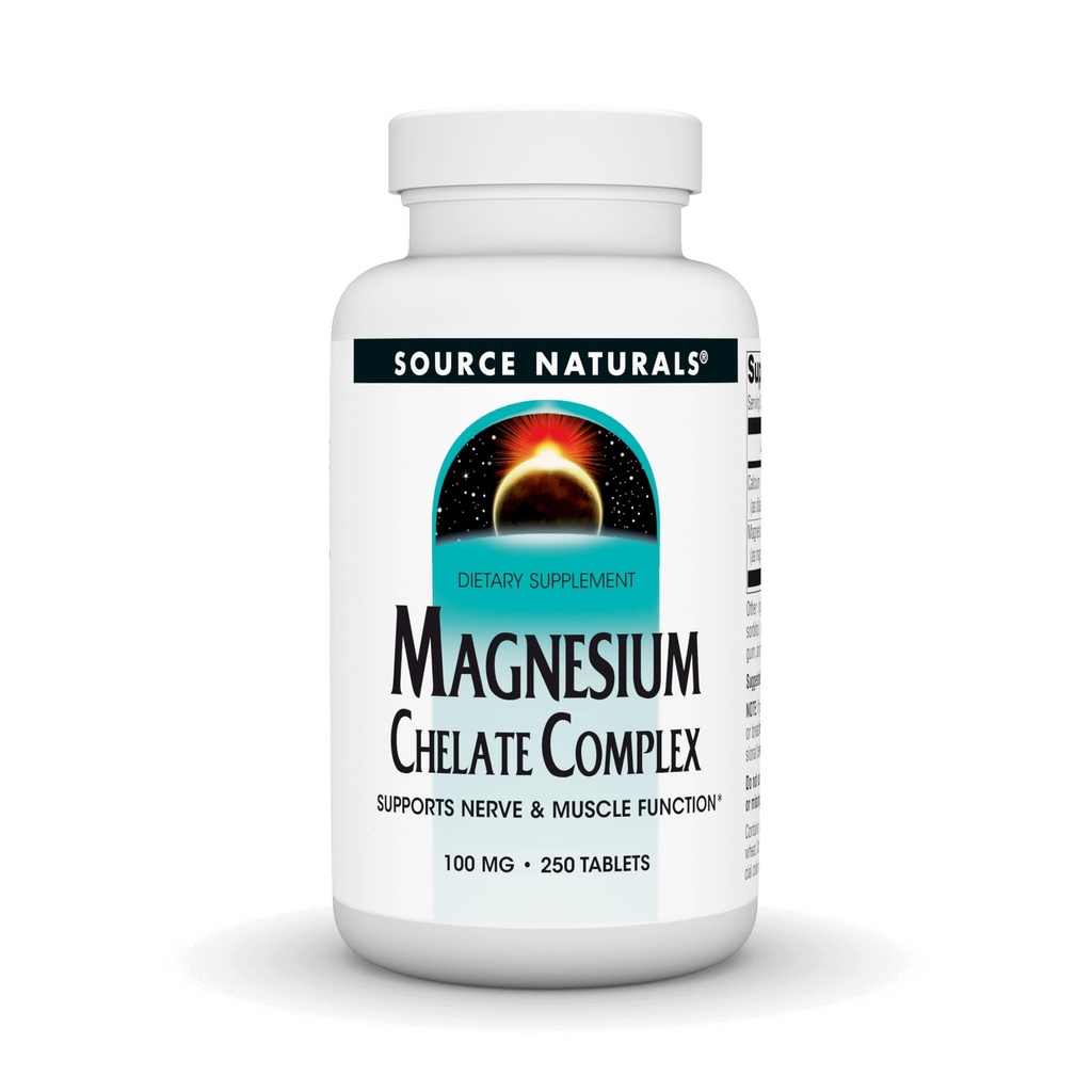 Bron Naturals Magnesiumchelaat - Ondersteunt zenuw- en spierfunctie - 250 tabletten