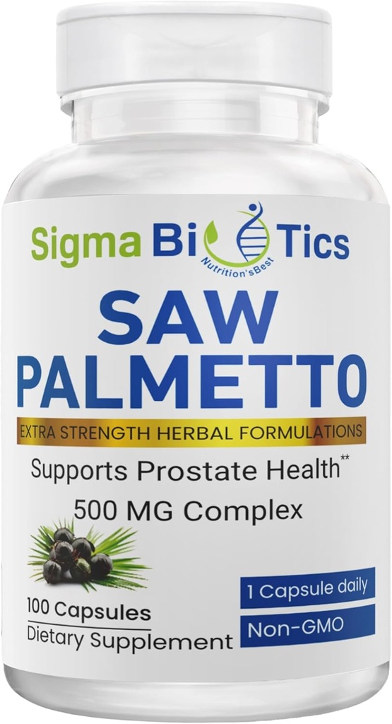 Saw Palmetto Supplement voor mannen - 500 mg met 45% Extract - Prostate Health & Hormone Balance Support - Non-GMO Dietary Supplement for Urinary Health - 100 capsules