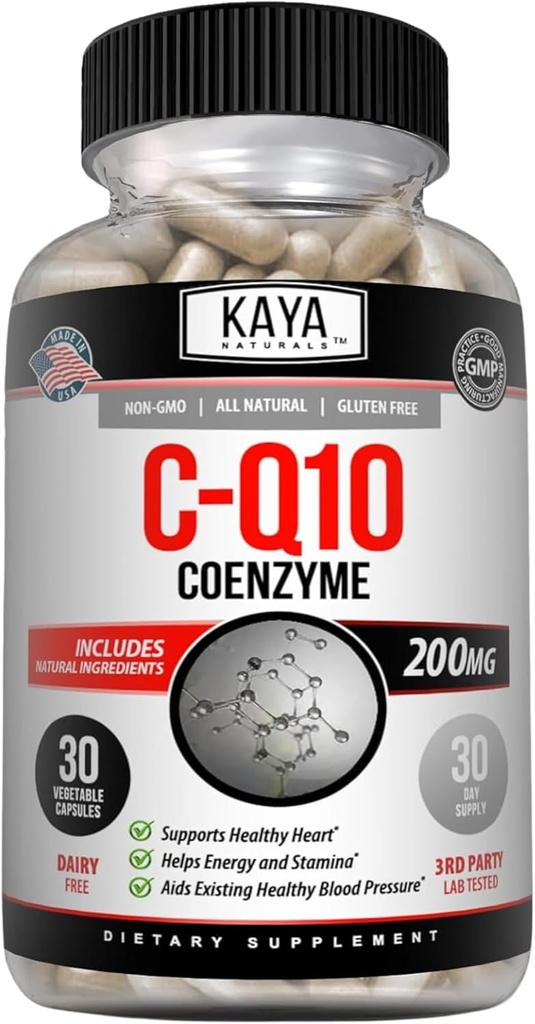 Kaya Naturals - CoQ10 Power Antioxidant Supplement - Aids in Heart Health and Immune Functie - Herstelt dagelijkse Cellular and Energy Production - 30 Veggie Capsules Co-Q10