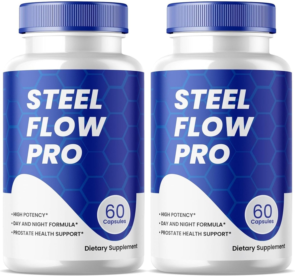 Steel Flow Pro Capsules, Prostate Health Supplement Pillen - Maximale sterkte, Ondersteunt Prostate Health, All Natural Formula Pack van 2 (120 capsules)