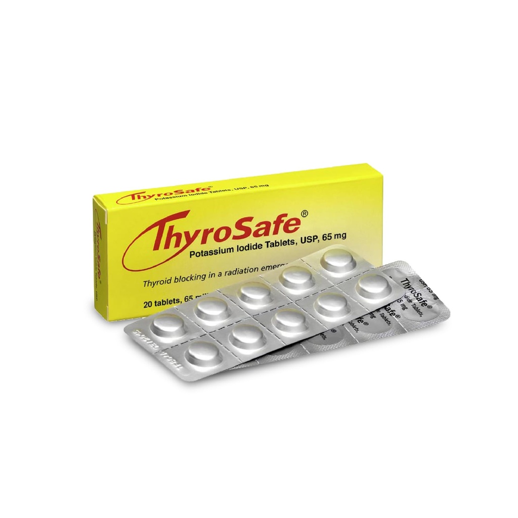 65mg Kaliumjodide tabletten (20 Pack) - Beschermt uw schildklier tegen nucleaire straling