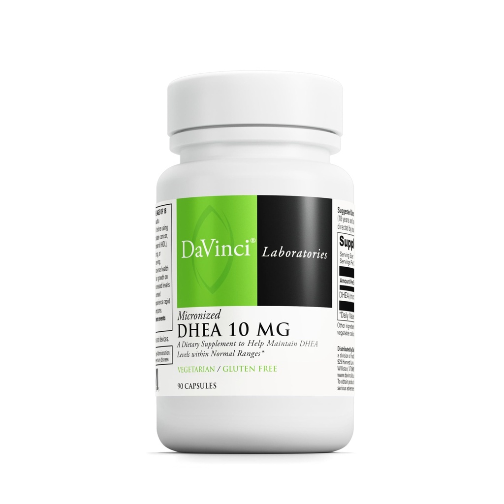 DAVINCI Labs Micronized DHEA 10mg - Helpt bij het ondersteunen van gezonde veroudering, hormoonbalans, hersengezondheid, schildklierfunctie & meer - vegetarisch, glutenvrij - 90 capsules