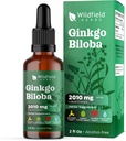 Ginkgo Biloba Extract Drops Liquid 2000mg (Ginkgo biloba L.) Kruidensupplement Absorbeert beter dan capsules, 1 maand supply, 84 porties, alcoholvrije tinctuur - 2 Oz, verpakking van 1