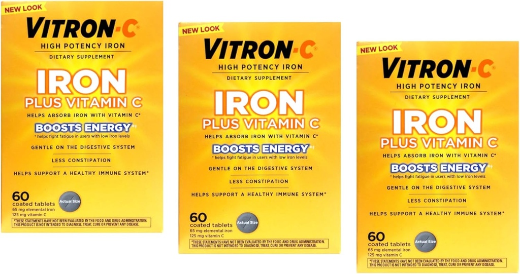 Vitron-C High Potency Iron Supplement met Vitamine C, LimitedQuantity (180 Telt Totaal)