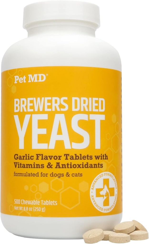 Gist voor honden en katten - Knoflook en gist Plus antioxidanten - Brouwers Gisttabletten voor honden en katten - Vitamine B 1 & vitamine C - 500 t