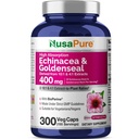 NusaPure Echinacea Goldenseal 200mg, (uittreksel 10:1, equivalent aan 2000mg), 200mg, (uittreksel 4:1, equivalent aan 800mg) - 2800mg 300 Veggie Caps (Vegetarisch, niet-GMO, Veganistisch)
