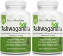 Herbal Nutrition Organic Ashwagandha 1300mg Max Strength, Two Bottle Pack, 120 Capsules Plus Black Pepper for Bioavailability