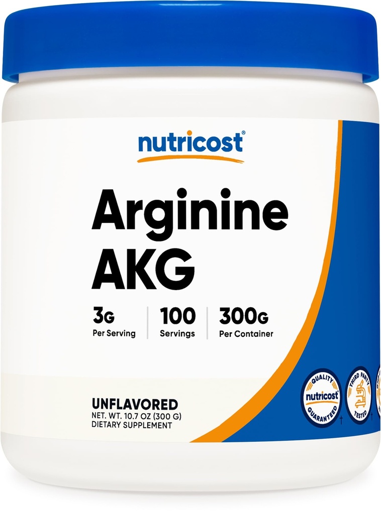 Nutricost Arginine AKG Poeder 300 Gram (AAKG) - 3G per portie & 100 porties - Pure Arginine Alpha Ketoglutaraat